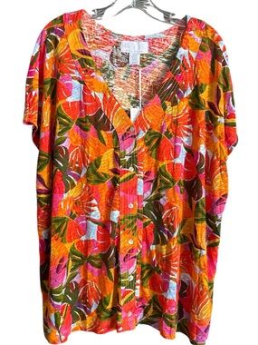C&C CALIFORNIA Multicolor Tropical Button-Front Top